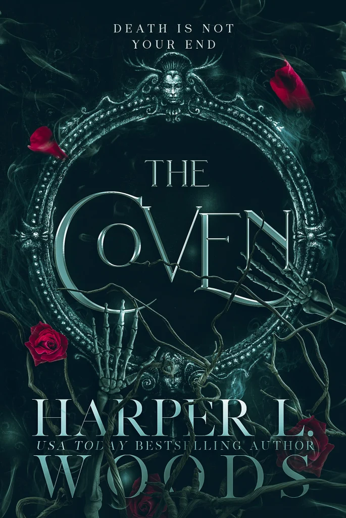 The Coven (Coven of Bones, #1) by Harper L. Woods book cover; best spicy smut romantasy book recs by self-published indie authors book blog